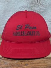 El Paso Saddleblanket Co Snap Back Trucker Hat Red Nissin Made In USA Retro VTG