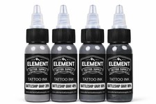 Element Tattoo Supply Battleship Gray Tattoo Ink Set - 4 Shades of Grey, Light,