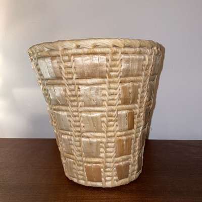 Vintage Wicket Stroh Papierkorb Korb Eimer 