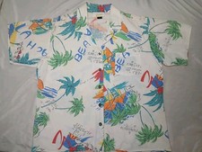 Vintage 80s 90s Express Men's Beach All Over Print Shirt M Made in USA Cotton