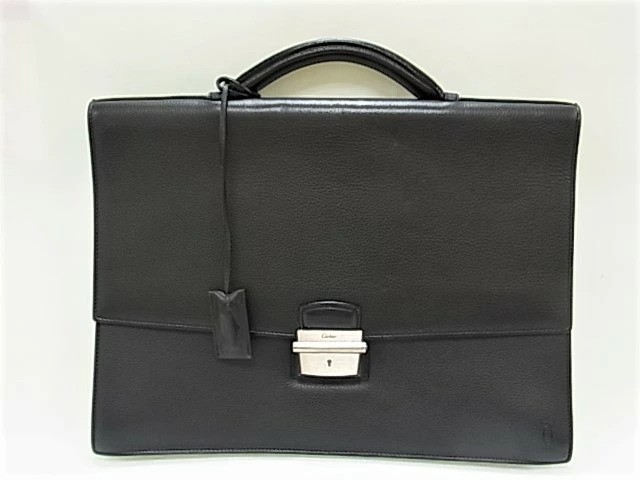 Cartier Pasha Briefcase Black Leather 38x29cm Men's business bag F