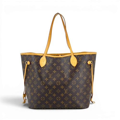 LOUIS VUITTON Neverfull MM Monogram Canvas Brown Leather  Shoulder Bag M40156