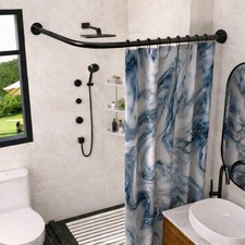 Corner Shower Curtain Rod, Adjustable 24"-37" x 24"-37" , L Shaped Shower Cu...