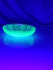 Vintage Green Depression Uranium Glass Bowl Uv Reactive 8" Width Vibrant Read