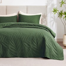 EXQ Home Quilt Set Full Queen Size Olive Green 3 Piece,Lightweight Soft