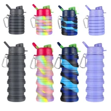 MAQUITA 4 Pcs Collapsible Water Bottles 16 oz Portable Foldable Water Bottles...