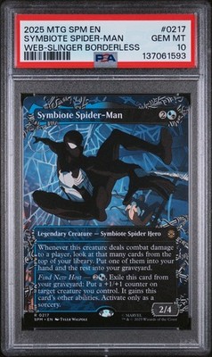 PSA 10 SYMBIOTE SPIDER-MAN WEB-SLINGER BORDERLESS 2025 MTG MARVEL'S SPIDER-MAN