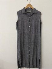 Chico’s Design Cotton Linen Button Front Shirt Dress Midi Sleeveless Size 3