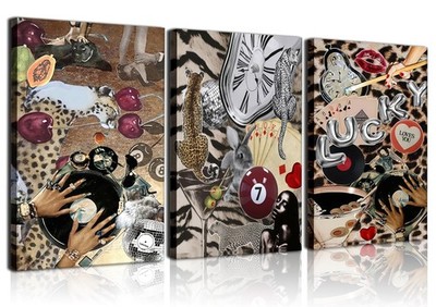 Framed Trendy Leopard Canvas Wall Art Set of 3-Funky Black Girl Cheetah Pictu...