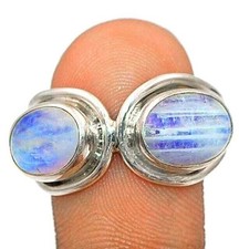 Natural Rainbow Moonstone -India 925 Sterling Silver Ring Sz 8