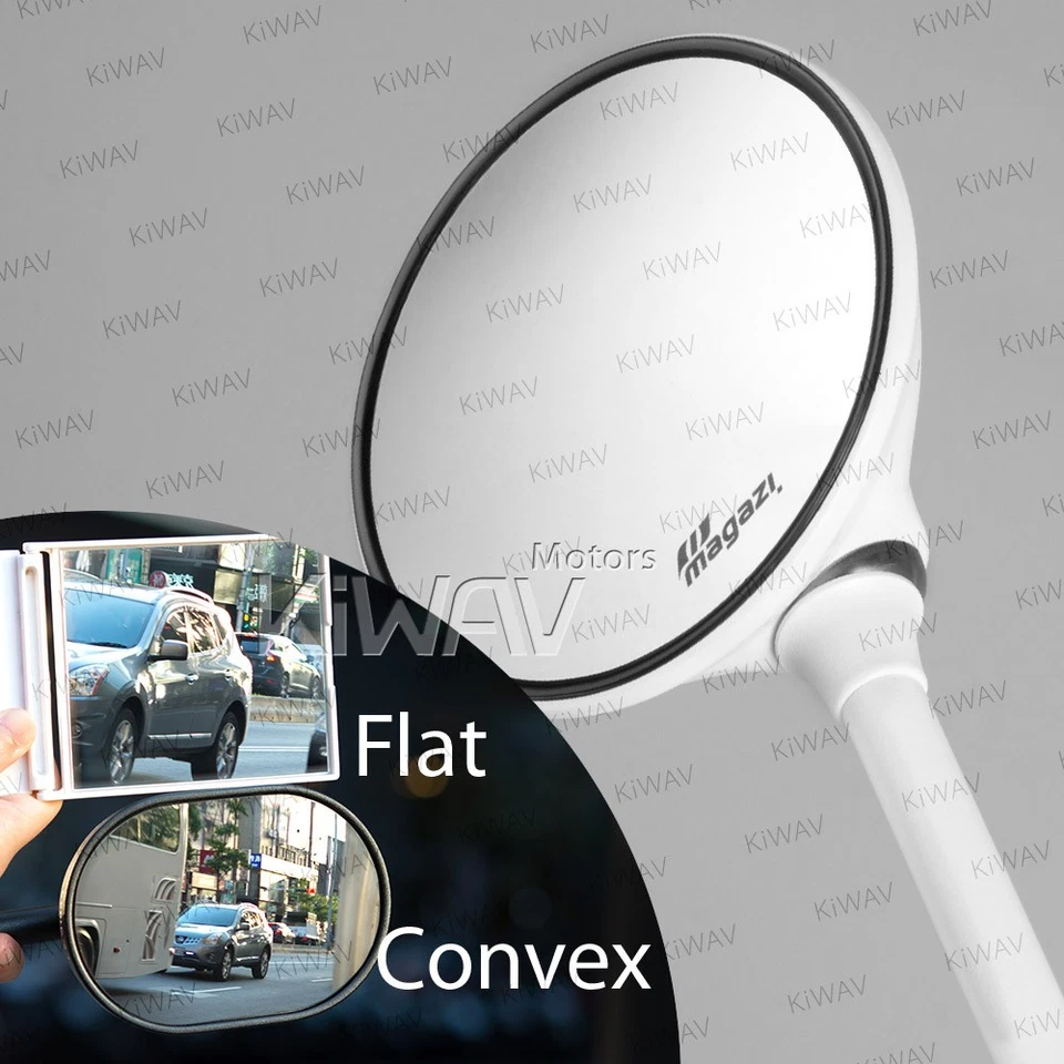 Espejos retrovisores Magazi metal acero forma redonda blanco 10mm x 1.5 paso se adapta a BMW F800GS Foto 3 de 4