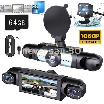360° 4 Channel 1080P HD Car Dash Cam Front and Rear Inside Left Right + Camera