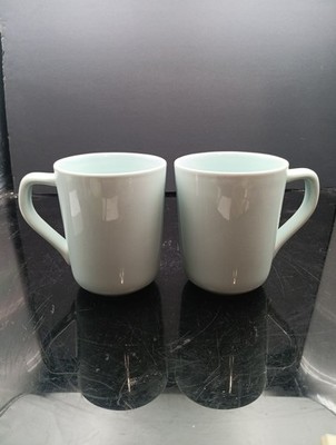 Pair Of Real Simple SEAGLASS Stoneware Coffee Mugs 4 1/2'' RARE! Free Ship! T2690