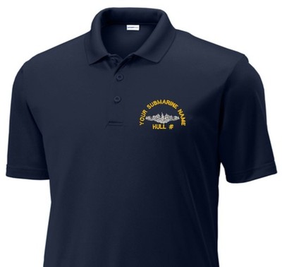 USS MASSACHUSETTS SSN-798 Performance Golf Shirt  New.  Dolphins. U.S. Navy