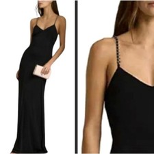 NWT Lauren Ralph Lauren Black Chain Strap Twisted Back Size 8 Dress