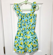 Janie and Jack Girls 6 Lemon Smocked Romper w/ Pockets