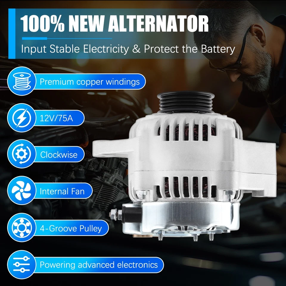 Alternator For 1996-1997 Honda Civic del Sol 1.6L 1996-2000 Honda Civic 1.6L L4 Foto 3 de 4