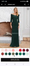 Emerald Off Shoulder Bridesmaid Gown Sheath Column Dress Size 8