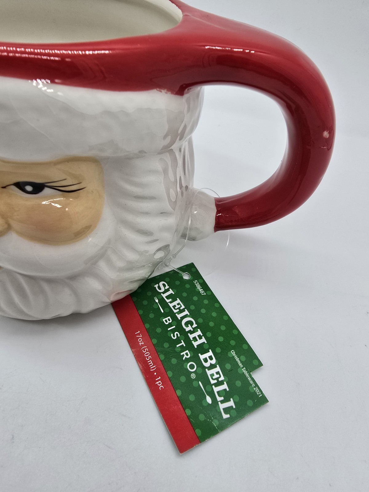 Santa Clause Sleigh Bell Bistro Figural Santa Mug 17 OZ Christmas New