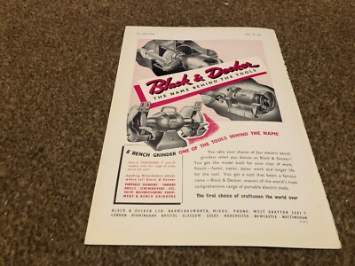 AC66 WERBUNG 11X8 8 TISCHSCHLEIFMASCHINEN - BLACK & DECKER TRAGBARE ELEKTROWERKZEUGE