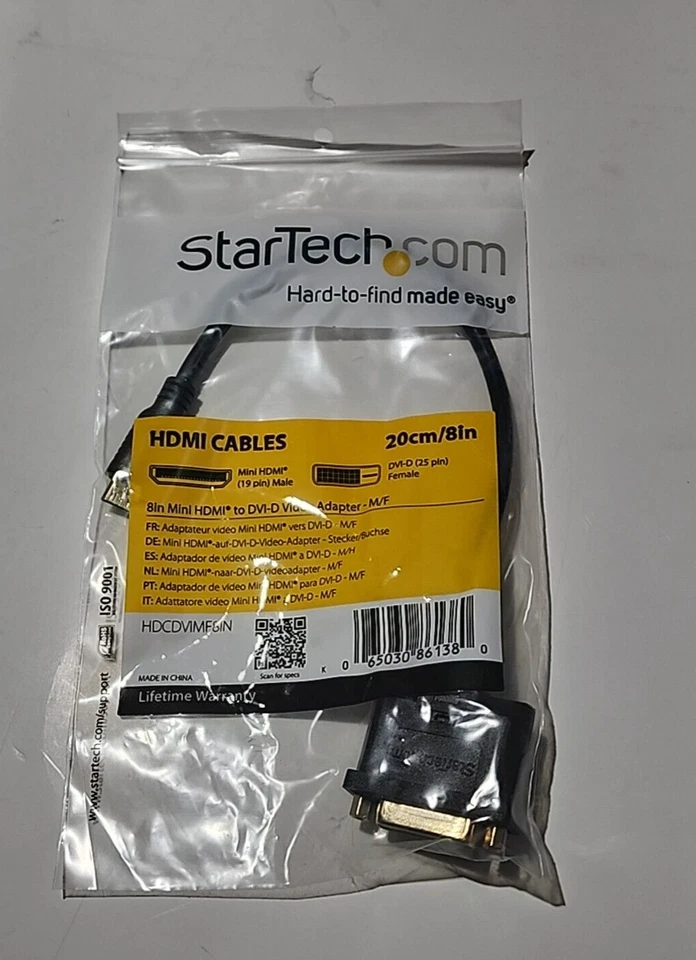 10x StarTech 8in Mini HDMI to DVI-D Video Adapter - M/F HDCDVIMF8IN (Pack Of 10) - Image 2 of 4