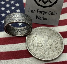 Coin Ring hand made from Morgan Silver Dollar Polished Or Patina 10mm Wide