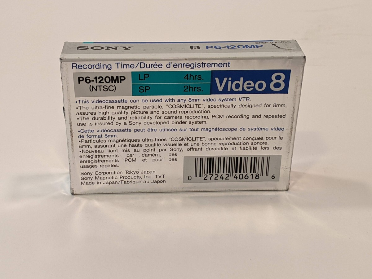 SONY METAL MP P6-120MP VIDEO 8 METAL PARTICLE TAPE Made in Japan