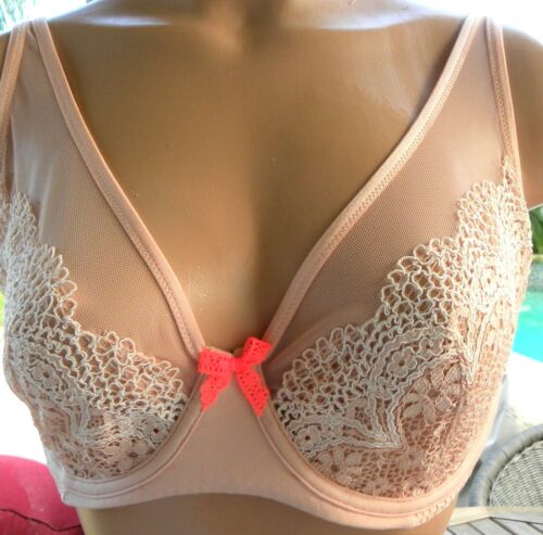 Victorias Secret bra 34DDD body by victoria unlined demi cotton back bow peach - Picture 1 of 1