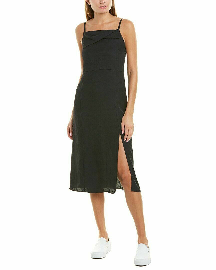 VINCE Black Twist Front Cami Midi Length Dress $325 VO73750964 NWT