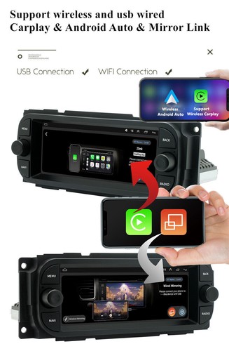 6,8" Android 14 Autoradio GPS Wifi für Chrysler Jeep Dodge 1998-2010 mit Carplay - Bild 9 von 24