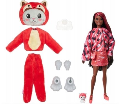 Barbie Cutie Reveal 10 Surprises Plush Kitty as Red Panda Costume