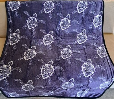 New Blue Sea Turtle Plush Fleece Throw Gift Blanket Sherpa Turtles Ocean Life