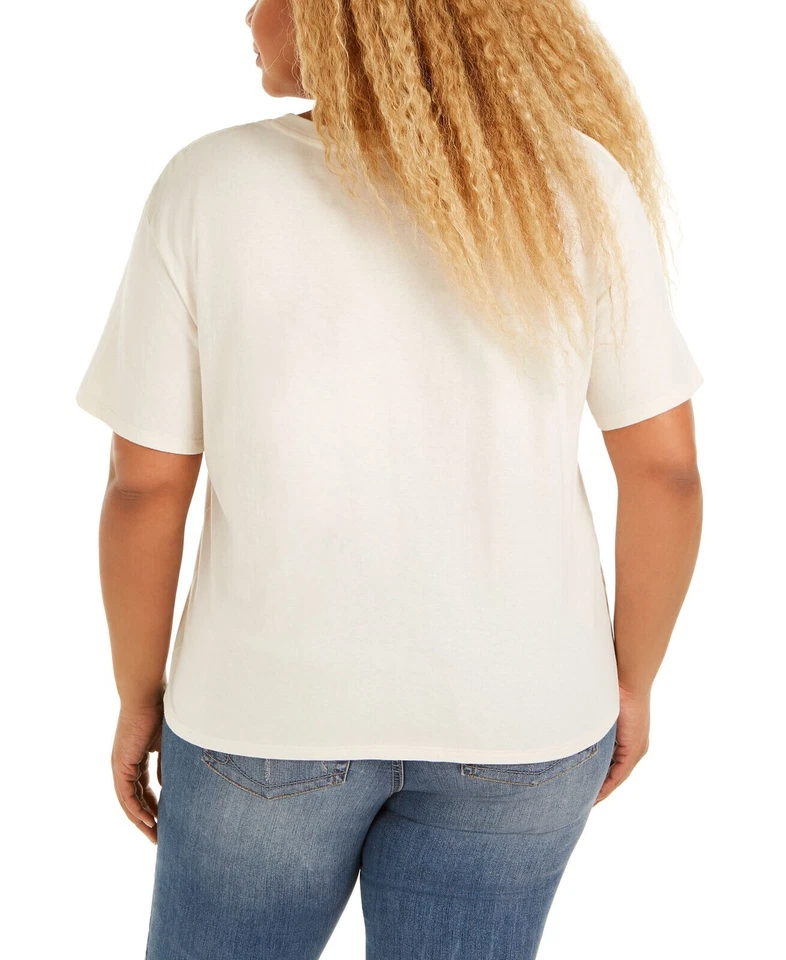 Camiseta corta Mighty Fine Plus Hang In There para mujer color blanco roto talla 3X Foto 2 de 3
