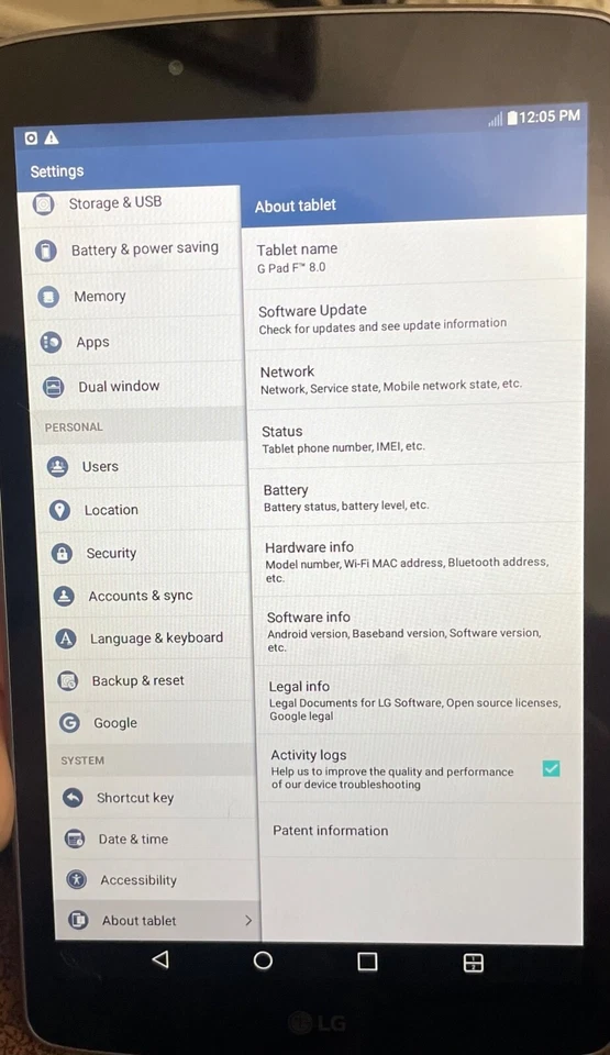 LG G PAD F 8.0 V495 AT&T TITAN SILVER TABLET - Image 3 of 4