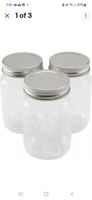 NIB Naivees Plastic Mason Like Jars Metal Lid 16oz  Food Safe Craft Storage