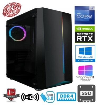 i9 GAMING PC - INTEL CORE i9 14900K 32GB RAM 2TB SSD NVIDIA GEFORCE RTX4060 8GB