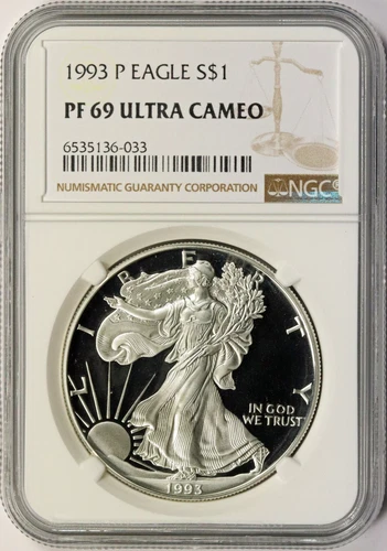 1993-P $1 Proof American Silver Eagle NGC PF69 Ultra Cameo