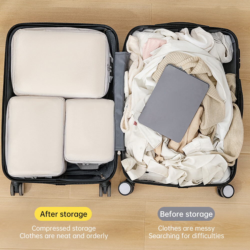 Packing Cubes Luggage Storage Organizer Travel Compression Suitcase Bag 4PCS-image