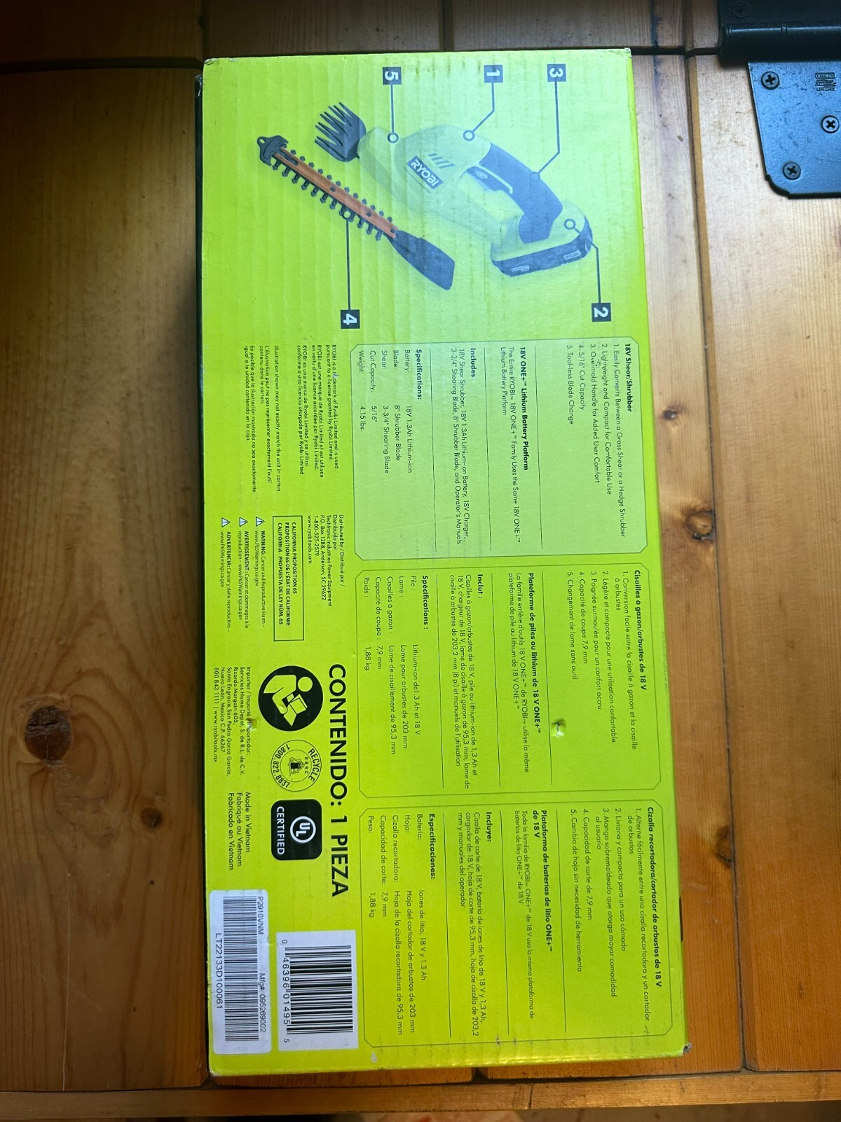 NEW RYOBI ONE+ 18V Cordless Grass Shear, Shrub Trimmer w/ Battery & Charger