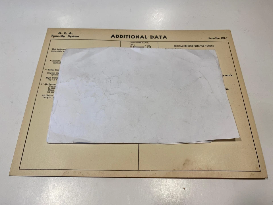 Tarjeta Hudson Six Model 33E Super Six AEA 1933 sistema de afinación Foto 2 de 2