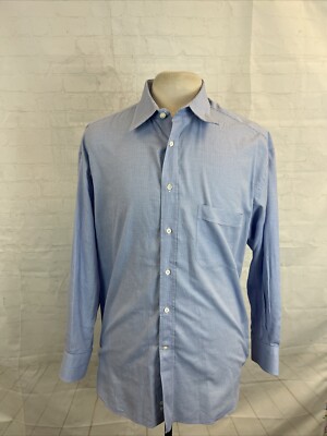 Canali Men's Blue Textured Cotton Dress Shirt 17.5 - 44 $295