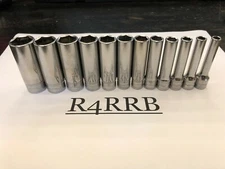 Snap-on Tools USA NEW 12pc 1/4" Drive METRIC 6pt Chrome Deep Socket Set 112STMMY
