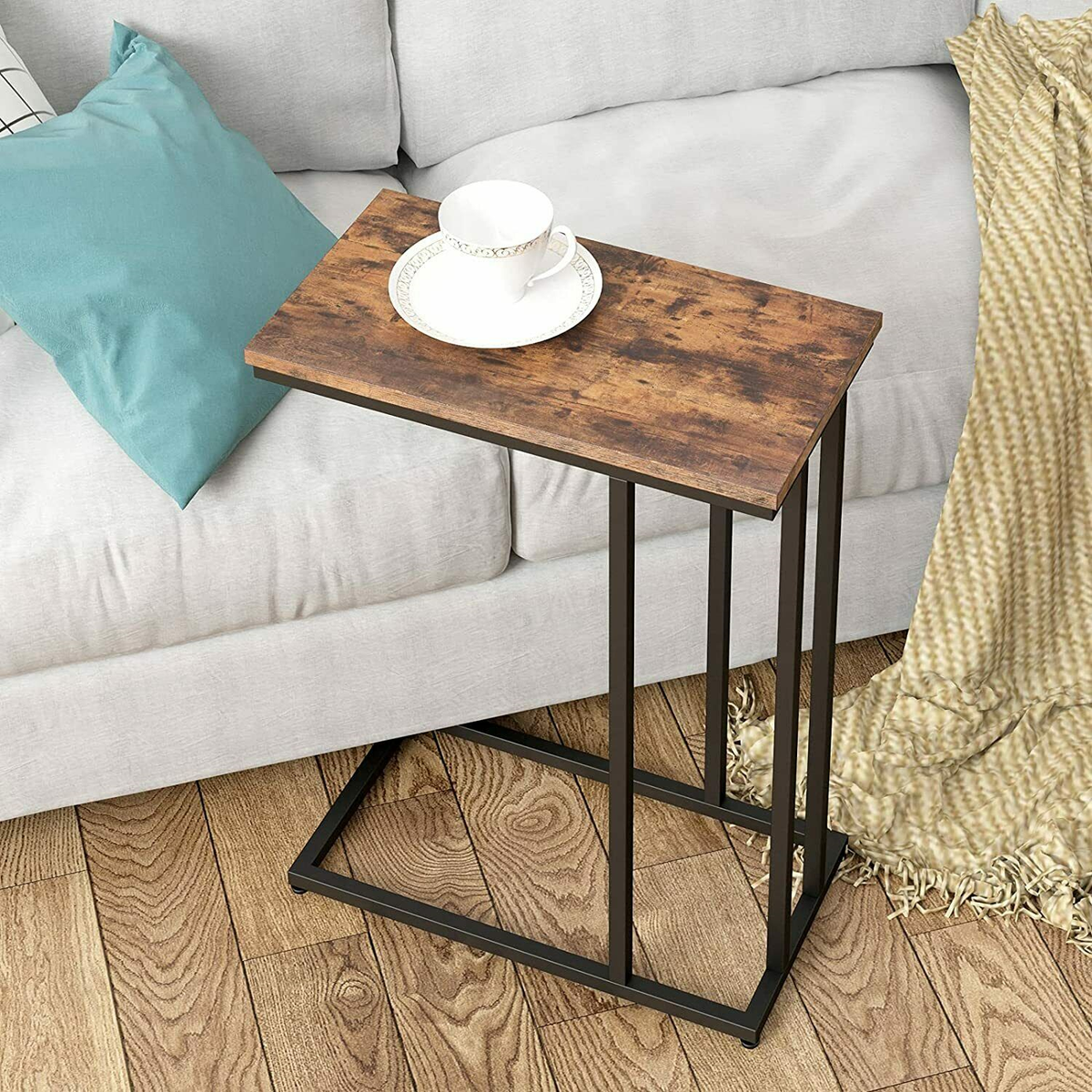 HOOBRO - - HOOBRO Side Table, Round End Accent Table with Sturdy Metal Frame, 15.7 Round Nightstand, for Living Room, Bedroom, Balcony, Office, Rustic Brown BF95BZ01 HOOBRO - - HOOBRO Side Table, Round End Accent Table with Sturdy Metal Frame, 15.7 Round Nightstand, for Living Room, Bedroom, Balcony, Office, Rustic Brown BF95BZ01