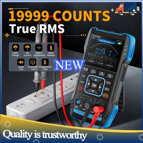 2C53T FNIRSI Handheld Digital Oscilloscope Multimeter Signal Generator 2CH 50MHz