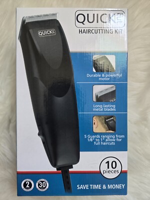 WAHL Quick Cut Haircutting 10 Piece Kit Hair Clippers Trimmer - Black