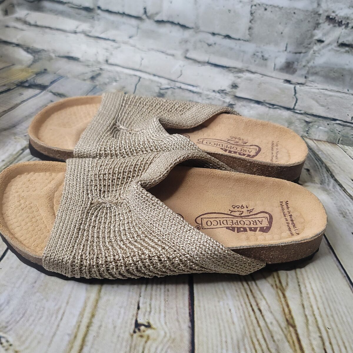 Arcopedico Women's Sandal Shoe Size 37 EU 7 US Beige Knit | eBay