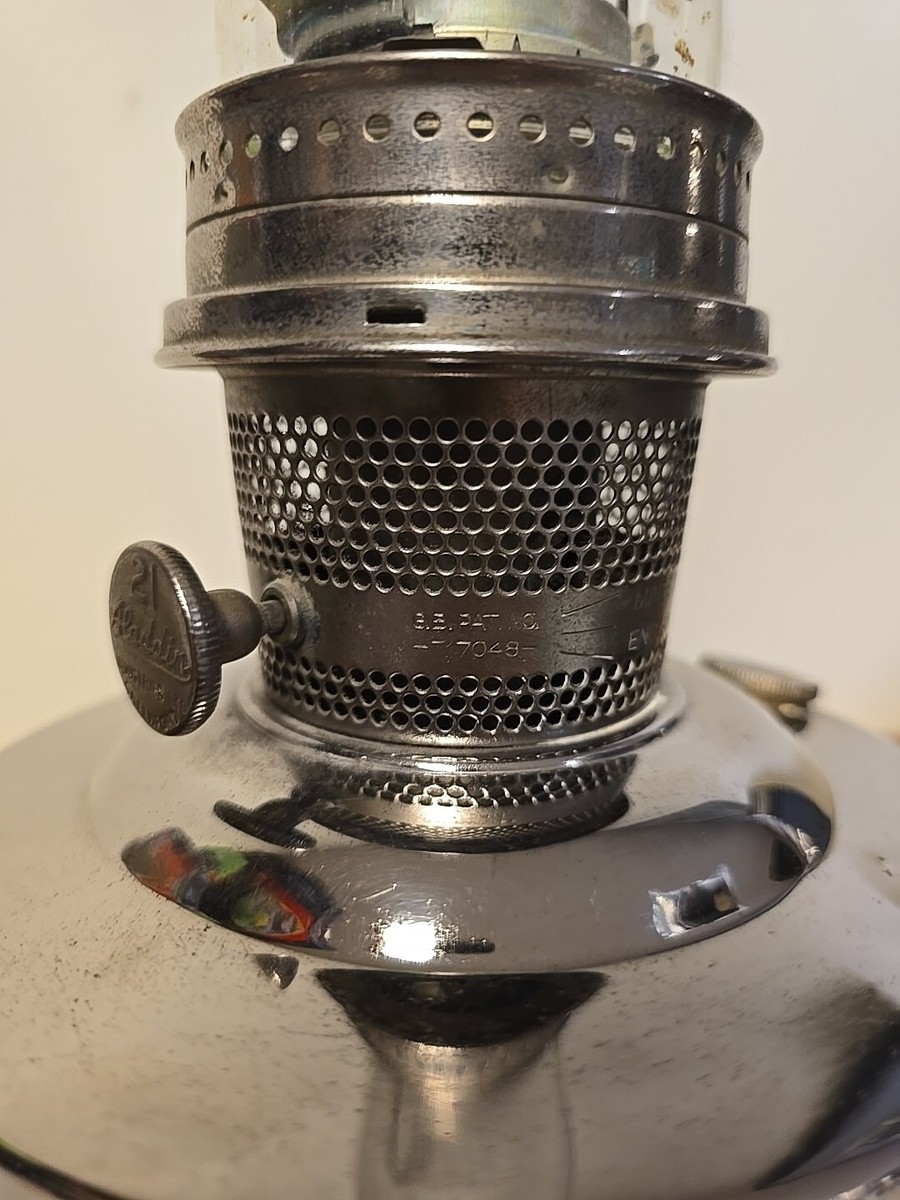 Aladdin No. 21 Tall Chimney Kerosene Lamp Stainless Steel Made In