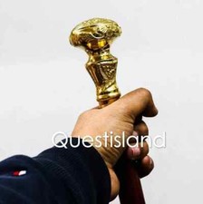 Walking Stick Brass Handle Wooden Victorian Foldable Cane Collectible Men's Gift