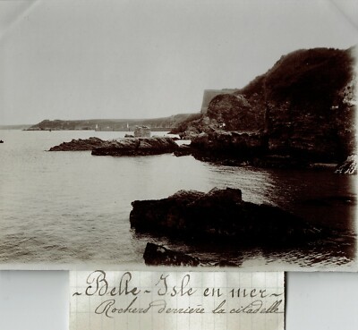 FRANCE Belle Ile En Mer in 1903. Rocks Behind the Citadel