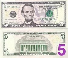 United States 5 Dollars USA 2021 P 551 New York NY "B" UNC